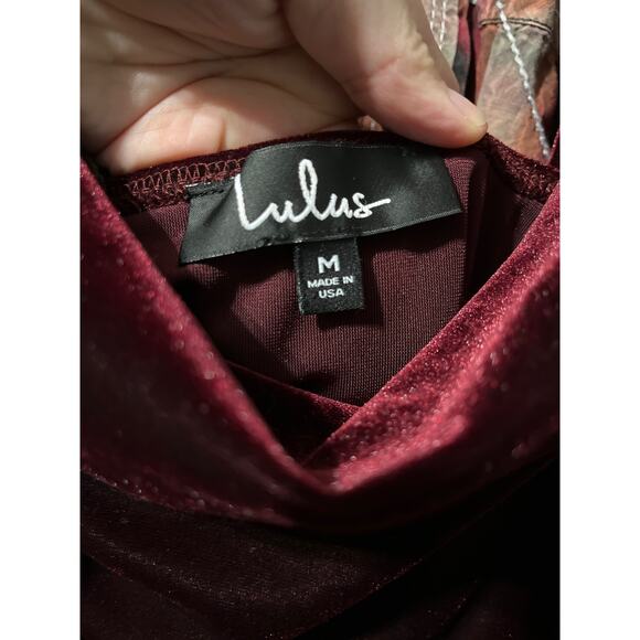 Lulu's Burgundy Velvet Midi Dress - Picture 12 of 13
